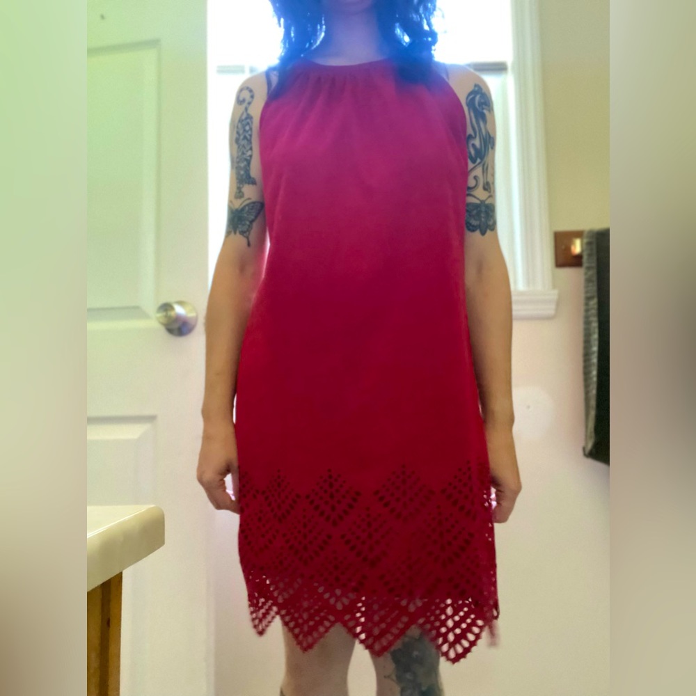 Red laser cut dress ✨